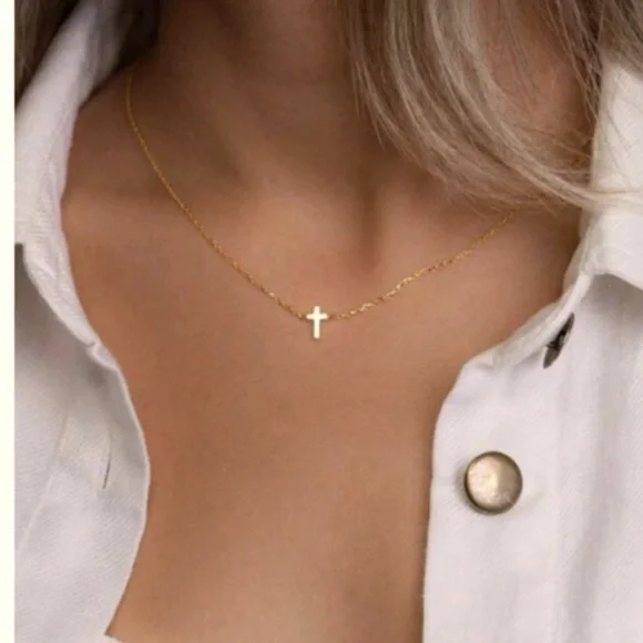 Anthropologie Dainty Cross Minimalist Chain Necklace - Picture 1 of 3